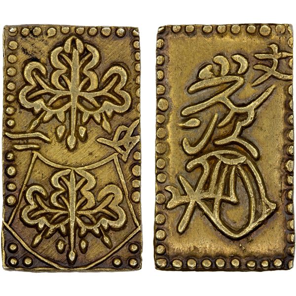 JAPAN: Bunsei, 1818-1830, AV 2 bu (6.51g), ND (1818-28), XF