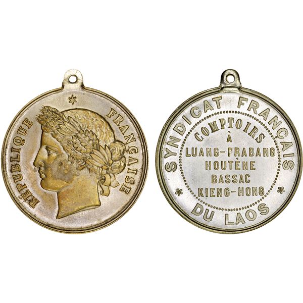 LAOS: medal (33.22g), ND (1889), AU