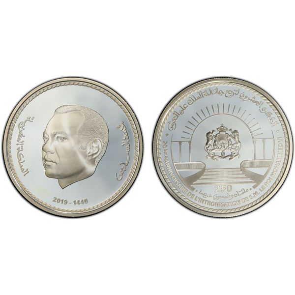 MOROCCO: Mohammed VI, 1999-, AR 250 dirhams, 2019/AH1439, PCGS Proof 69 DCAM