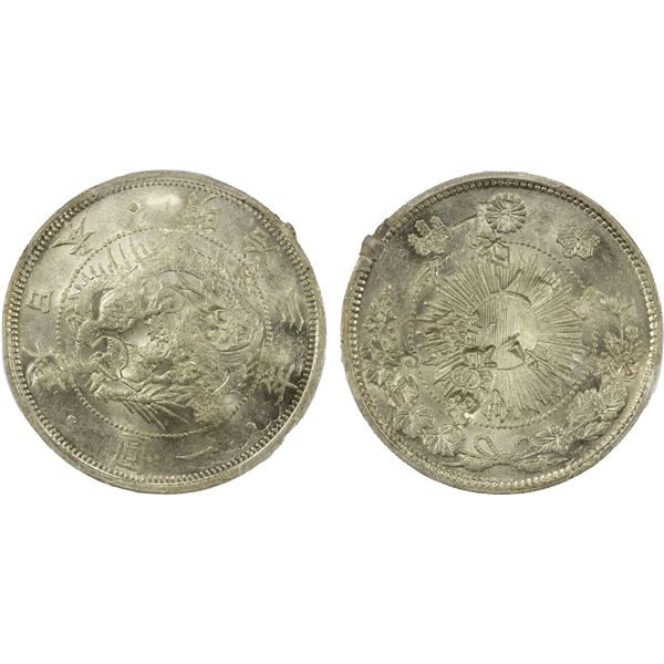 CHINA: CHOPMARKS:: JAPAN: Meiji, 1868-1912, AR yen, year 3 (1870), PCGS Unc Detail