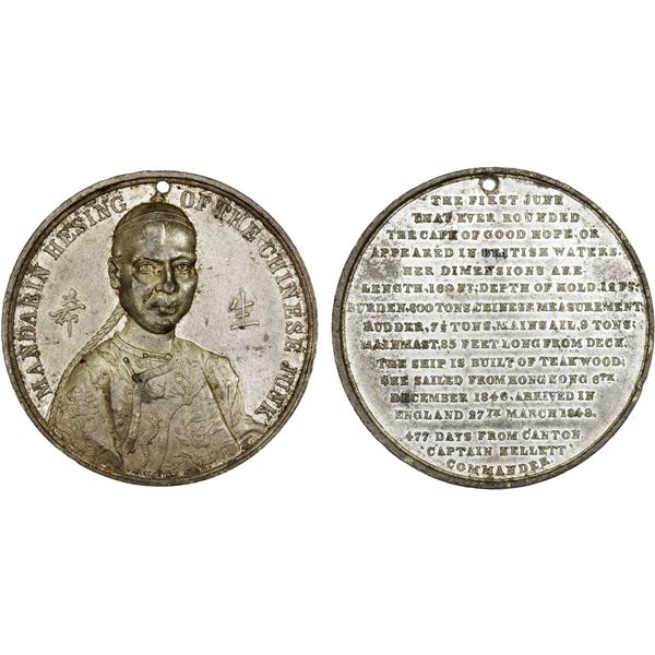 CHINA: Empire, white metal medal (24.01g), 1848, XF-AU