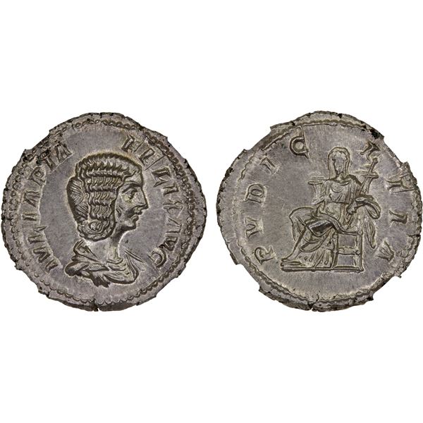 ROMAN EMPIRE: Julia Domna, augusta, 193-217 AD, AR denarius (3.53g), Rome, 211-217 AD, NGC Mint Stat