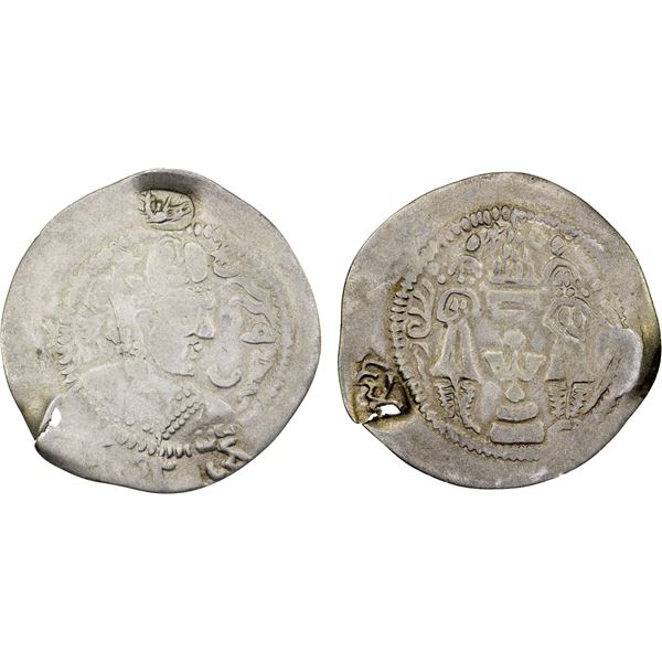 YABGHUS OF TOKHARISTAN: Anonymous, early 7th century, AR drachm (2.87g), "BHL" (= Balkh), year "11",