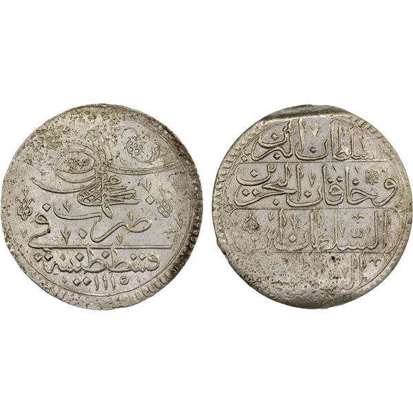 TURKEY: Ahmed III, 1703-1730, AR kurush, Kostantiniye, AH1115 (1703), AU