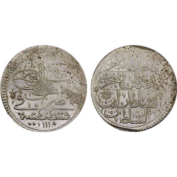 TURKEY: Ahmed III, 1703-1730, AR kurush, Kostantiniye, AH1115 (1703), AU