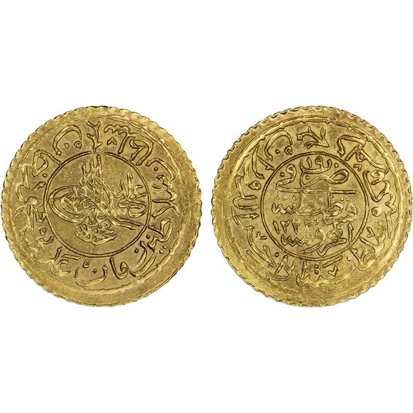 TURKEY: Mahmud II, 1808-1839, AV 1/2 new adli altin (0.81g), Kostantiniye, AH1223 yer 19, bold AU