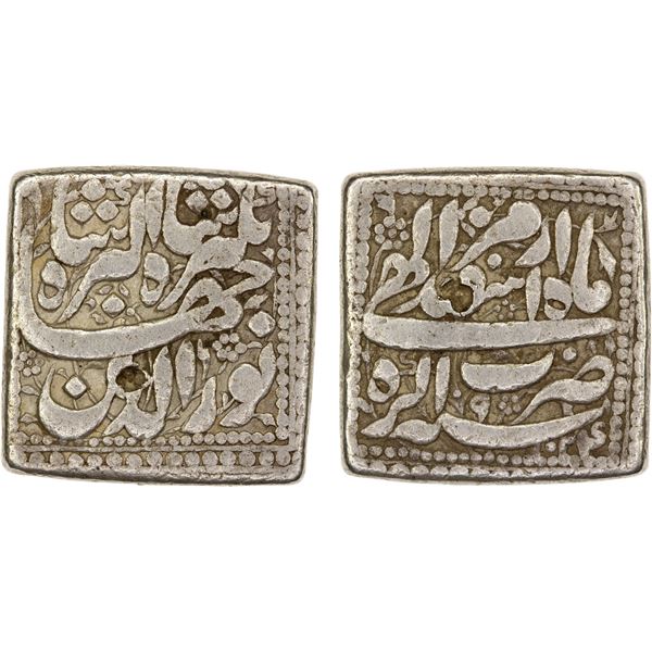 MUGHAL: Jahangir, 1605-1628, square AR rupee (11.23g), Agra, AH1024 year 9, F-VF