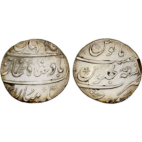 MUGHAL: Shah Jahan II, 1719, AR rupee (11.38g), Surat, AH1131 year one (ahad), cleaned VF