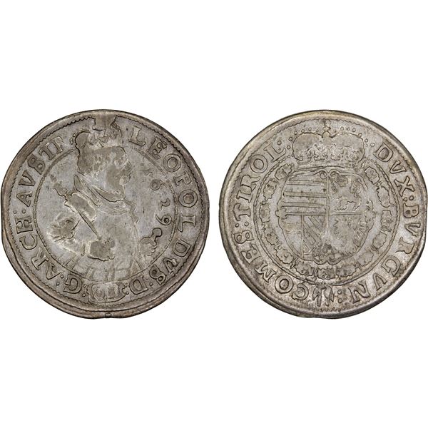 AUSTRIA: Leopold, as Archduke, 1623-1630, AR 10 kreuzer, 1629, F-VF