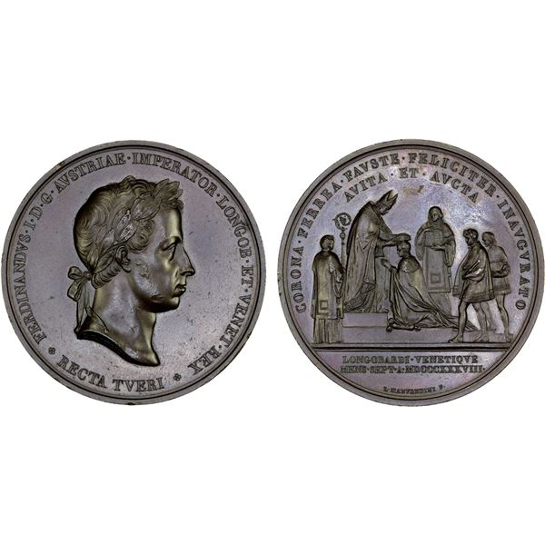 AUSTRIA: Ferdinand I, 1835-1848, AE medal (63.26g), 1838, Choice AU