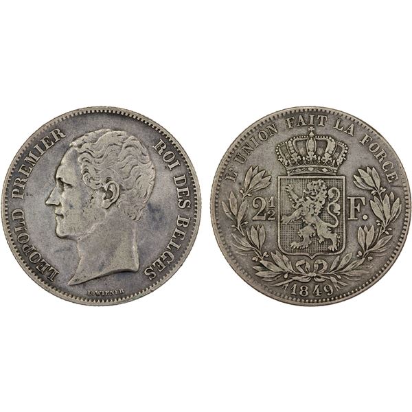 BELGIUM: Leopold I, 1831-1865, AR 2½ francs, 1849, VF
