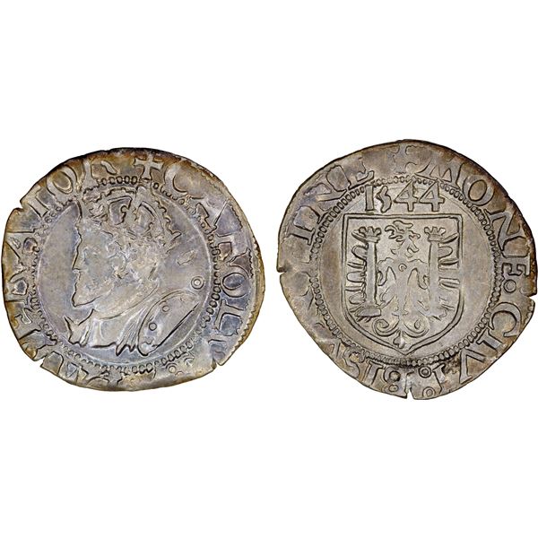 FRANCE: BESANÇON: Charles V, 1519-1556, AR carolus, 1544, XF-AU