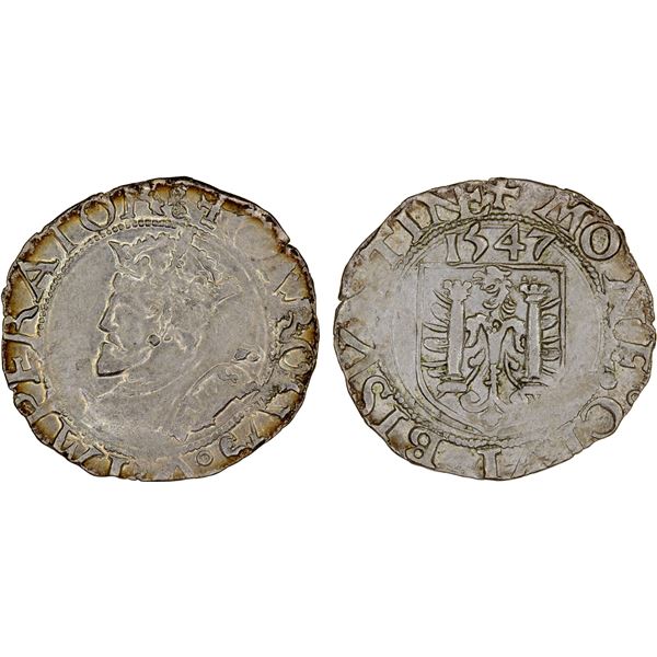 FRANCE: BESANÇON: Charles V, 1519-1556, AR carolus, 1547, XF-AU