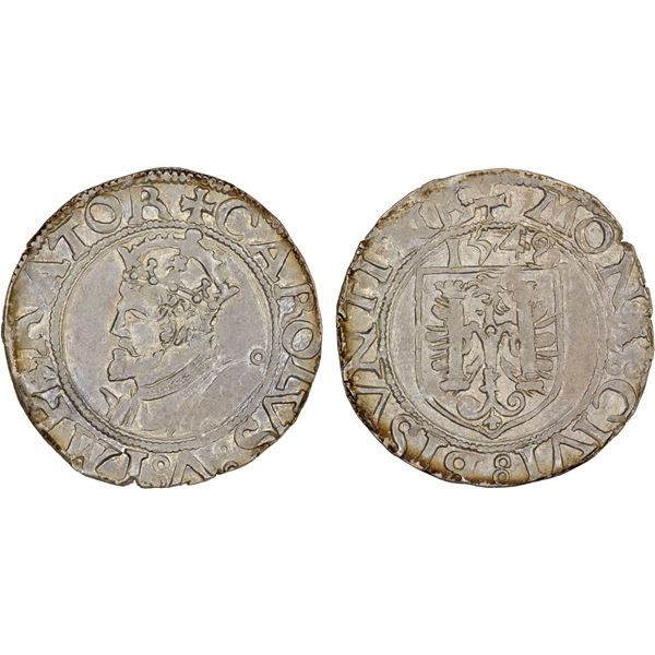 FRANCE: BESANÇON: Charles V, 1519-1556, AR carolus, 1548, XF-AU