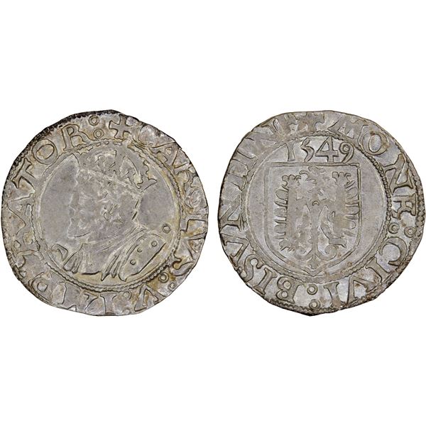 FRANCE: BESANÇON: Charles V, 1519-1556, AR carolus, 1549, XF-AU