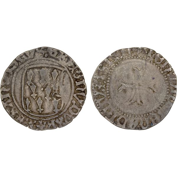 FRANCE: BRITTANY: Francis II, 1458-1488, BI blanc a la targe (2.26g), Rennes, pleasing F-VF