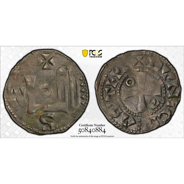 FRANCE: CHÂTEAUDUN: Thibaut IV Le Grand, 1102-1151, AR denier, ND (1102-51), PCGS AU53