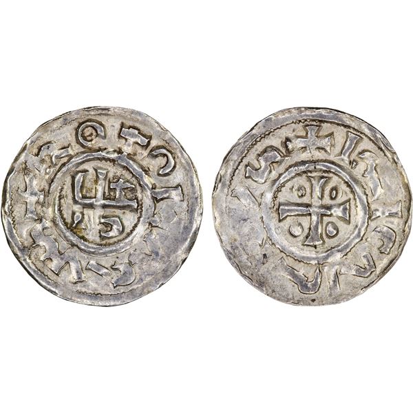 FRANCE: NORMANDY: Richard I, 943-996, AR denier (1.23g), Rouen Mint, VF