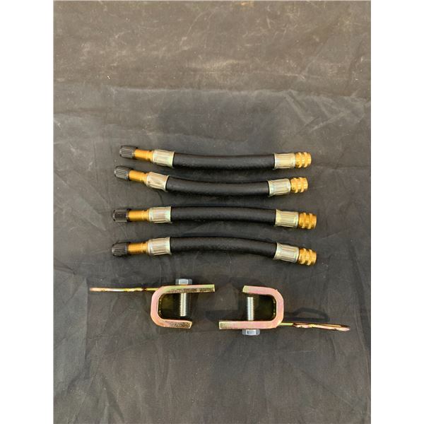 Yosoo 4Pcs Flexible Rubber Tire Valve Stem Extension Kit With 2Pcs Clamps