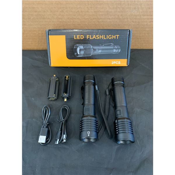 Lot of 2 LED Rechargeable Flashlights - 90,000 Lumens