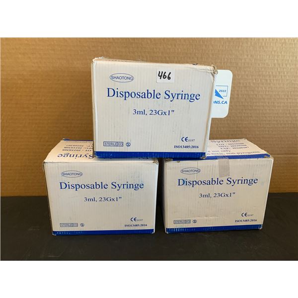 Lot of 3 Disposable Syringe 3ml23Gx1 100 Count Per Box