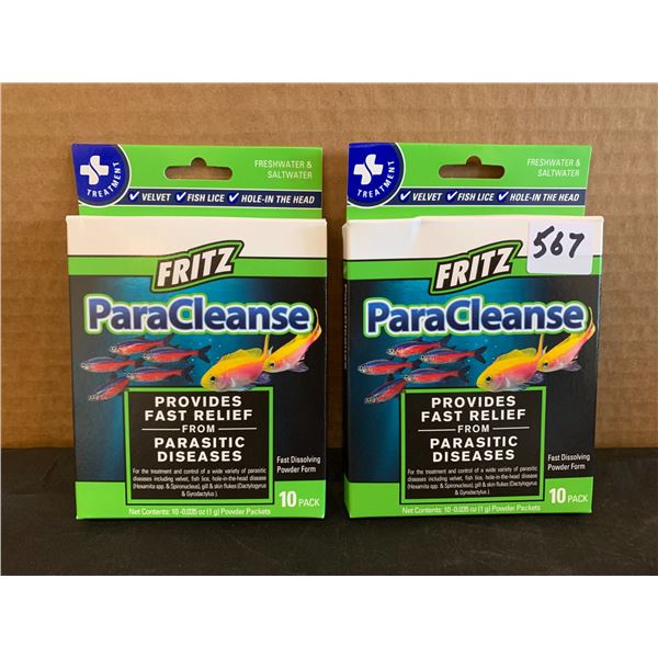 Lot of 2 Fritz ParaCleanse 10 Pack Fast Relief From Parasitic Diseases for Fish Fresh & Salt Water