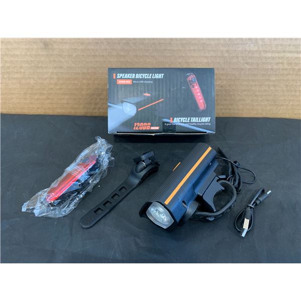 Speaker Bicycle Light Rechargable 120DB Bike HornMicro USB Charger