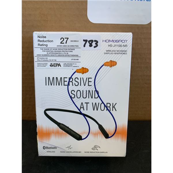 Homusspot Wireless Neckband Earplug Headphones Noise Reduction