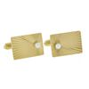 Image 1 : Vintage 14K Gold Rectangular Sunburst Fluted Finish Cuff Links w/ Bead Pearl