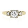 Image 4 : Antique 14k Gold & Palladium 0.60 ctw Old Diamond Squared Setting Engagement Rin