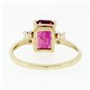 Image 7 : Vintage 14k Gold 2.20 ctw Emerald Pink Tourmaline Ring w/ Round Diamond Accents