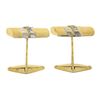 Image 3 : Men's 14K TT Gold 0.10 ctw Pave Diamond Textured Wrapped Bar Swivel Cuff Links