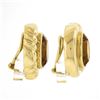 Image 3 : Vintage 14K Gold 11 ctw Large Oval Bezel Citrine Polished Frame Clip On Earrings