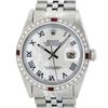 Image 1 : Rolex Mens Stainless Steel White Roman 36MM Diamond And Ruby Datejust Wristwatch