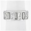 Image 1 : Platinum 4 ctw Straight Baguette & Round High Quality Diamond Eternity Band Ring