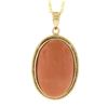 Image 6 : Vintage 14k Gold Bezel Oval Cabochon Pink Coral w/ Twisted Frame Pendant & Chain