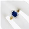 Image 4 : 18K Gold 2.95 ctw GIA Burma No Heat Oval Blue Sapphire Diamond Halo Cocktail Rin