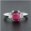 Image 2 : NEW Platinum 2.01 ctw GIA NO HEAT Pink Sapphire & Diamond 3 Stone Engagement Rin