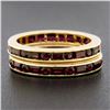 Image 3 : Pair of 18k Gold Channel GIA Vivid Red Burma Ruby Eternity Stack Band Guard Ring