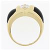 Image 7 : 14K Yellow Gold .12 ctw Pave Diamond Black Onyx Sides Polished Wide Dome Band Ri