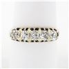 Image 1 : Antique Victorian 14k Rosy Yellow Gold 1.35 ctw 5 Old Mine Cut Diamond Band Ring