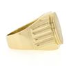Image 5 : Mens 14K Yellow Gold Engravable Oval Brushed Wide Grooved & Polished Signet Ring