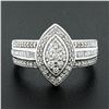 Image 2 : 10k White Gold 0.78 ctw Round Prong Diamond Marquise Shaped Cluster Promise Ring