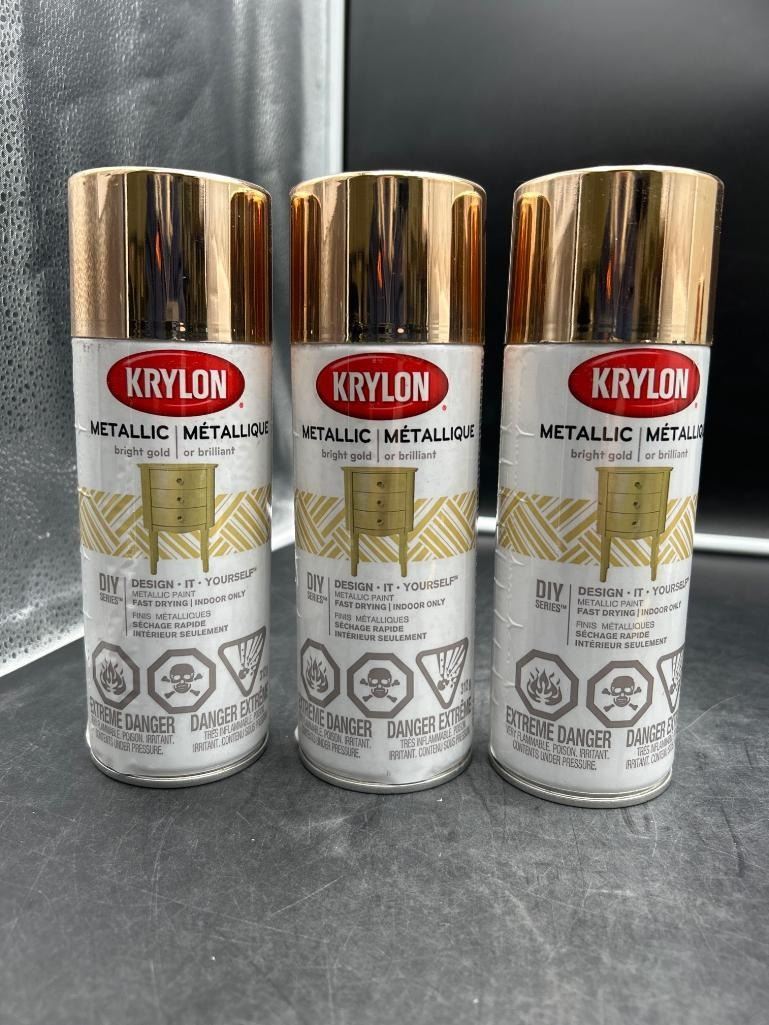 Set Of 3 Krylon Metallic Spray Paints In Bright Gold 312g Each set-of-3-krylon-metallic-spray-paints-in-bright-gold-312g-each