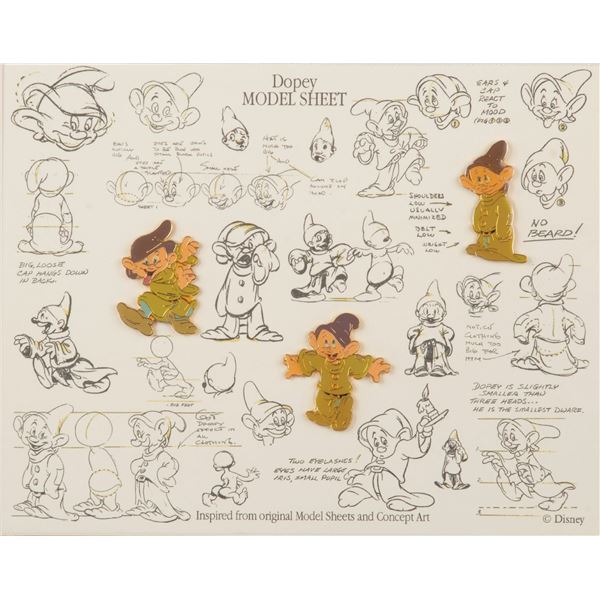 A Dopey Model Sheet Framed Pin Set.