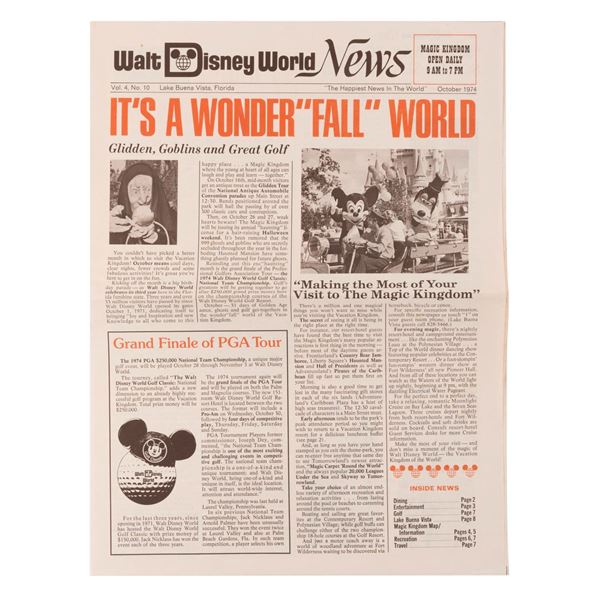 An October 1974 Walt Disney World News.