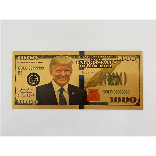 Donald Trump gold plated $1,000 bill