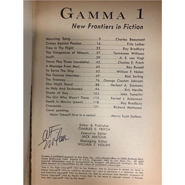 William F. Nolan Gamma signed book