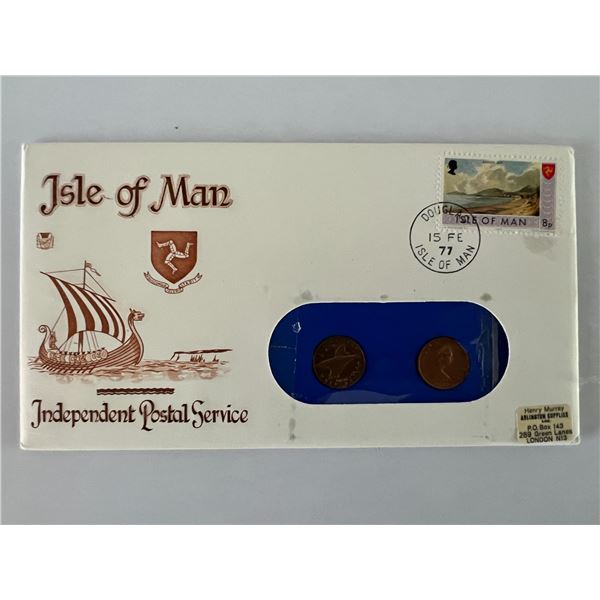Isle of Man commemorative cover with 2 coins