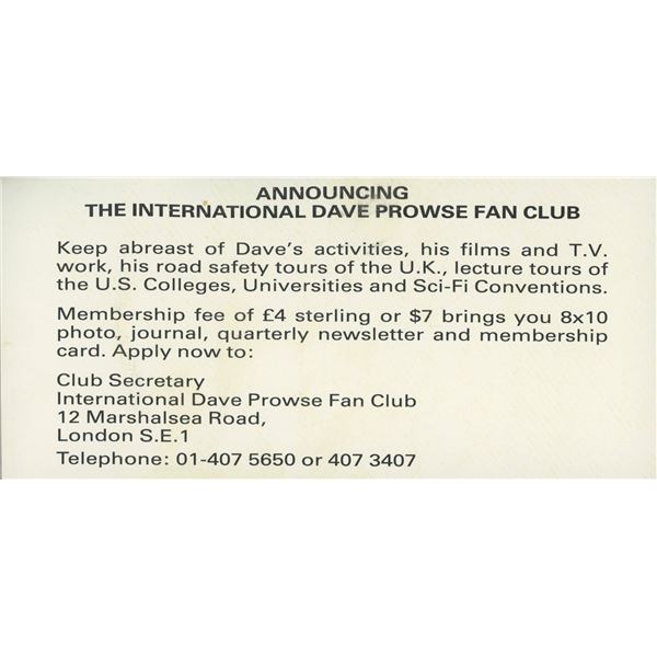 Dave Prowse signed Darth Vader photo